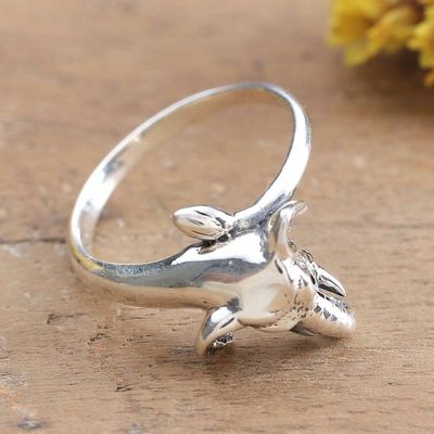 Alternate image for Traditional Elephant-Shaped Sterling Silver Cocktail Ring Elephant Signature