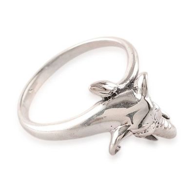 Alternate image for Traditional Elephant-Shaped Sterling Silver Cocktail Ring Elephant Signature