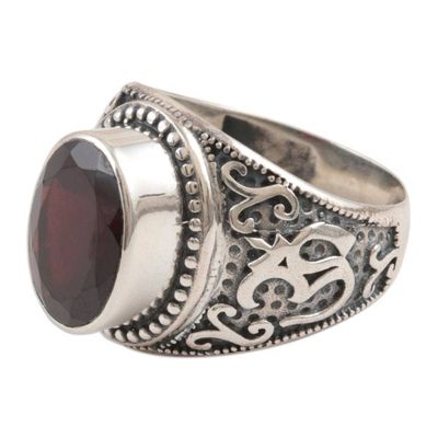 Alternate image for Mens Garnet and Sterling Silver Cocktail Ring from India Blissful Solitude