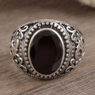 Alternate image for Mens Garnet and Sterling Silver Cocktail Ring from India Blissful Solitude
