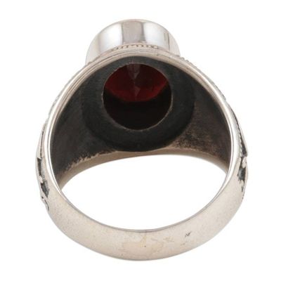 Alternate image for Mens Garnet and Sterling Silver Cocktail Ring from India Blissful Solitude