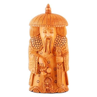 Alternate image for Hand-Carved Kadam Wood Master of Protection Sculpture Abundance and Protection