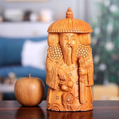 Alternate image for Hand-Carved Kadam Wood Master of Protection Sculpture Abundance and Protection