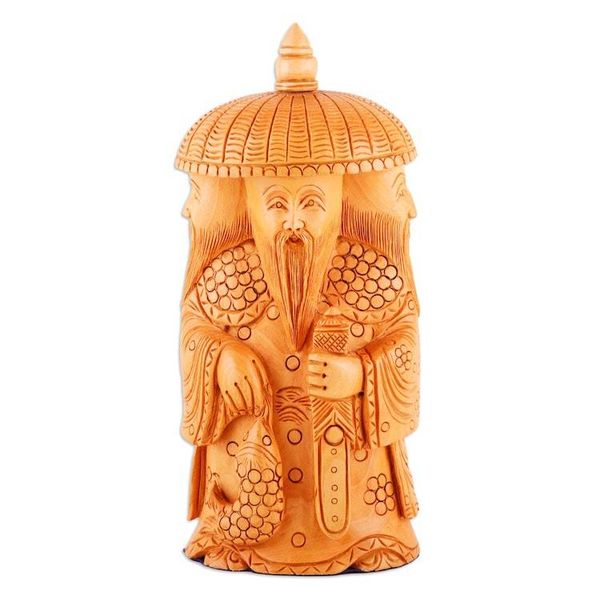 Alternate image for Hand-Carved Kadam Wood Master of Balance Sculpture Harmony and Balance