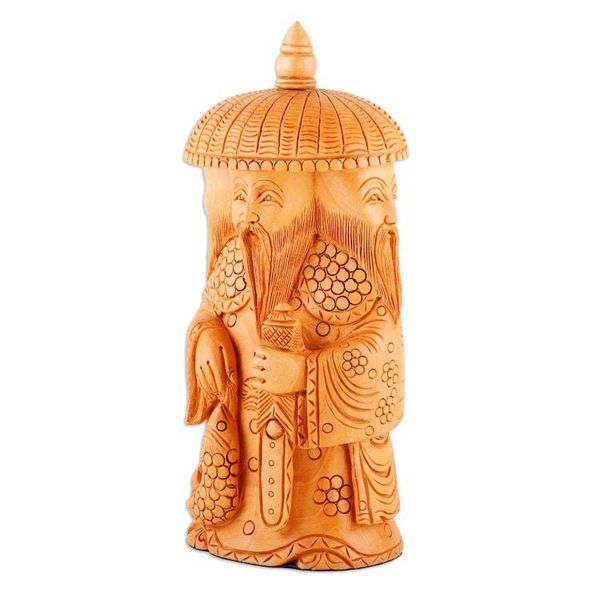 Alternate image for Hand-Carved Kadam Wood Master of Balance Sculpture Harmony and Balance