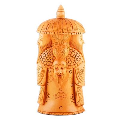 Alternate image for Hand-Carved Kadam Wood Master of Balance Sculpture Harmony and Balance