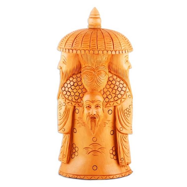 Alternate image for Hand-Carved Kadam Wood Master of Balance Sculpture Harmony and Balance
