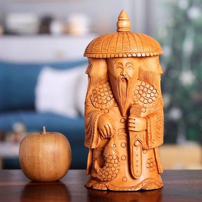 Alternate image for Hand-Carved Kadam Wood Master of Balance Sculpture Harmony and Balance