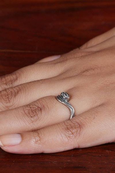 Alternate image for Modern-Inspired Freeform Quartz Single Stone Ring from India Caresses from Heaven