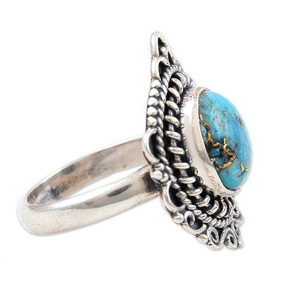 Alternate image for Composite Turquoise and Sterling Silver Cocktail Ring Golden Gleam