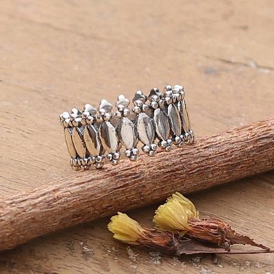 Primary image for Classic Polished and Hammered Sterling Silver Band Ring Regal Rhythm