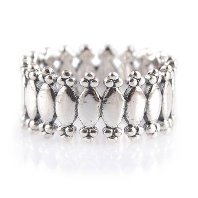 Alternate image for Classic Polished and Hammered Sterling Silver Band Ring Regal Rhythm