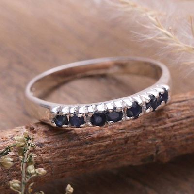 Primary image for Handmade Faceted Sapphire Band Ring in a High Polish Finish Devoted Princess
