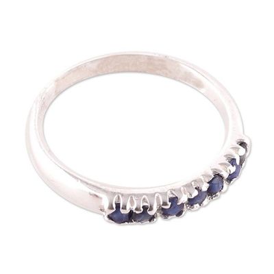 Alternate image for Handmade Faceted Sapphire Band Ring in a High Polish Finish Devoted Princess