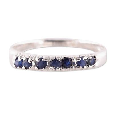 Alternate image for Handmade Faceted Sapphire Band Ring in a High Polish Finish Devoted Princess