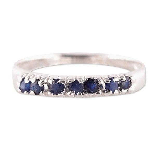 Alternate image for Handmade Faceted Sapphire Band Ring in a High Polish Finish Devoted Princess