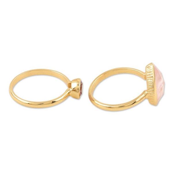Alternate image for Handmade Gold-Plated Gemstone Stacking Rings Pair Reminder of You