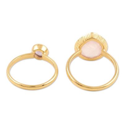 Alternate image for Handmade Gold-Plated Gemstone Stacking Rings Pair Reminder of You