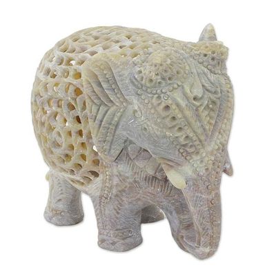 Alternate image for Hand Carved Soapstone Elephant Statuette from India Elephant Royalty