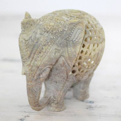 Alternate image for Hand Carved Soapstone Elephant Statuette from India Elephant Royalty