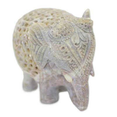 Alternate image for Hand Carved Soapstone Elephant Statuette from India Elephant Royalty