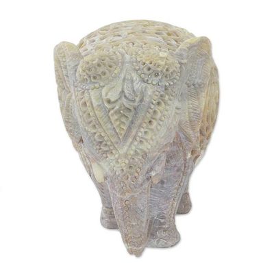 Alternate image for Hand Carved Soapstone Elephant Statuette from India Elephant Royalty