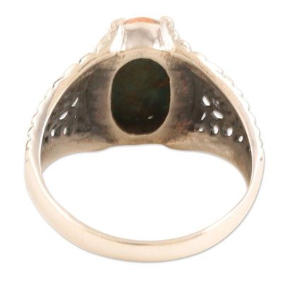 Alternate image for Sterling Silver Cocktail Ring with Composite Turquoise Stone Blue Luxury
