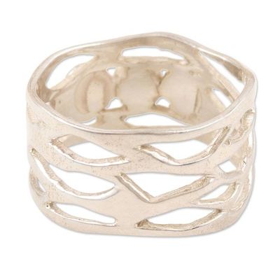 Alternate image for Sterling Silver Band Ring with Three Recon Turquoise Stones Glory of the Lake