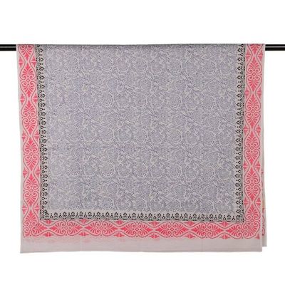 Alternate image for Hand-Block Printed Cotton Sarong with Floral and Leaf Theme Gorgeous Garden