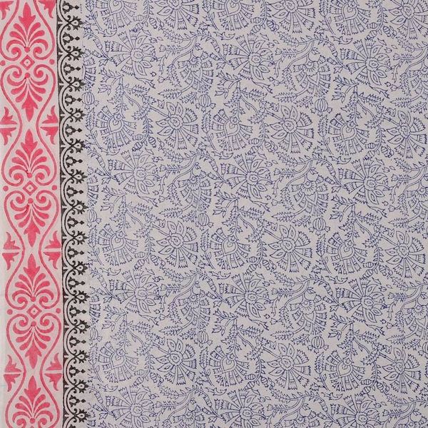 Alternate image for Hand-Block Printed Cotton Sarong with Floral and Leaf Theme Gorgeous Garden
