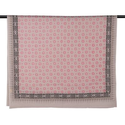 Alternate image for Spring-Themed Hand-Block Printed Deep Rose Cotton Sarong Deep Rose Dame