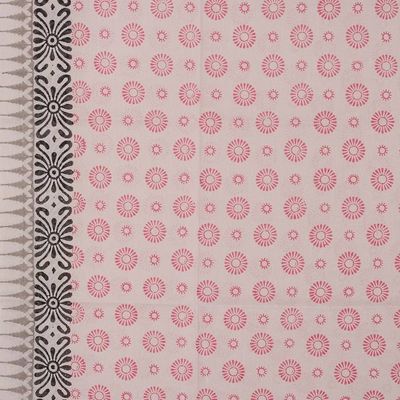 Alternate image for Spring-Themed Hand-Block Printed Deep Rose Cotton Sarong Deep Rose Dame