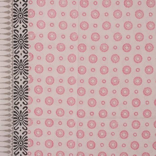 Alternate image for Spring-Themed Hand-Block Printed Deep Rose Cotton Sarong Deep Rose Dame