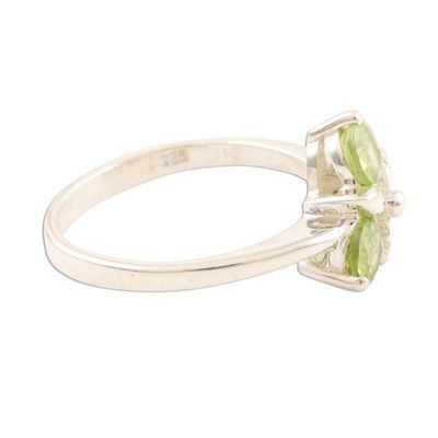 Alternate image for Peridot Cluster Sterling Silver Cocktail Ring August Leaves