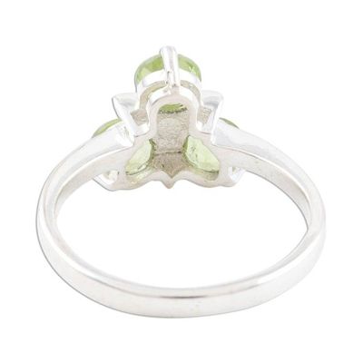 Alternate image for Peridot Cluster Sterling Silver Cocktail Ring August Leaves