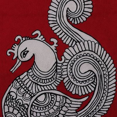 Alternate image for Artisan-Made Peacock-Theme Chain-Stitched 100 Wool Tapestry Royal Nature