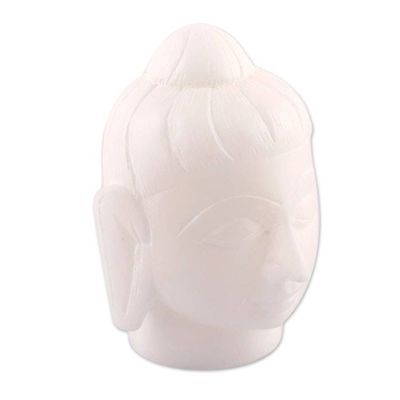 Alternate image for Alabaster Buddha Head Sculpture Hand-Carved in India Quiet Buddha