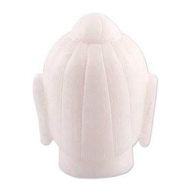 Alternate image for Alabaster Buddha Head Sculpture Hand-Carved in India Quiet Buddha