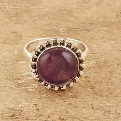 Alternate image for Polished Sterling Silver Cocktail Ring with Amethyst Jewel Wise Petals