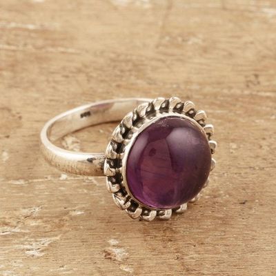 Alternate image for Polished Sterling Silver Cocktail Ring with Amethyst Jewel Wise Petals