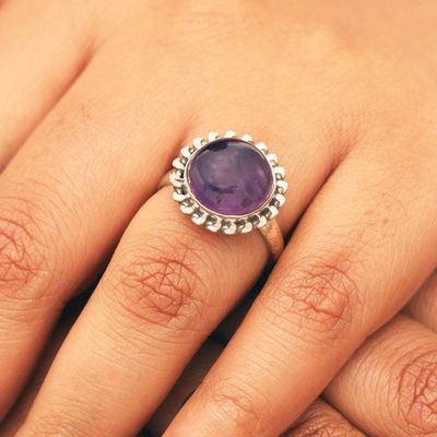 Alternate image for Polished Sterling Silver Cocktail Ring with Amethyst Jewel Wise Petals