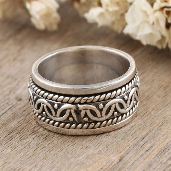 Alternate image for 925 Sterling Silver Meditation Spinner Ring Crafted in India Full Happiness