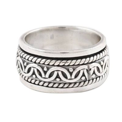 Alternate image for 925 Sterling Silver Meditation Spinner Ring Crafted in India Full Happiness
