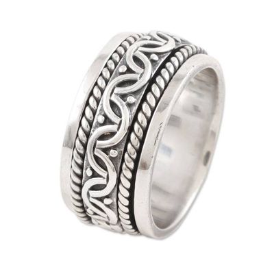 Alternate image for 925 Sterling Silver Meditation Spinner Ring Crafted in India Full Happiness