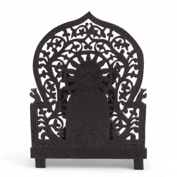 Alternate image for Ebony Wood Sculpture of Hindu God Ganesha with Jali Openwork Pious Ganesha