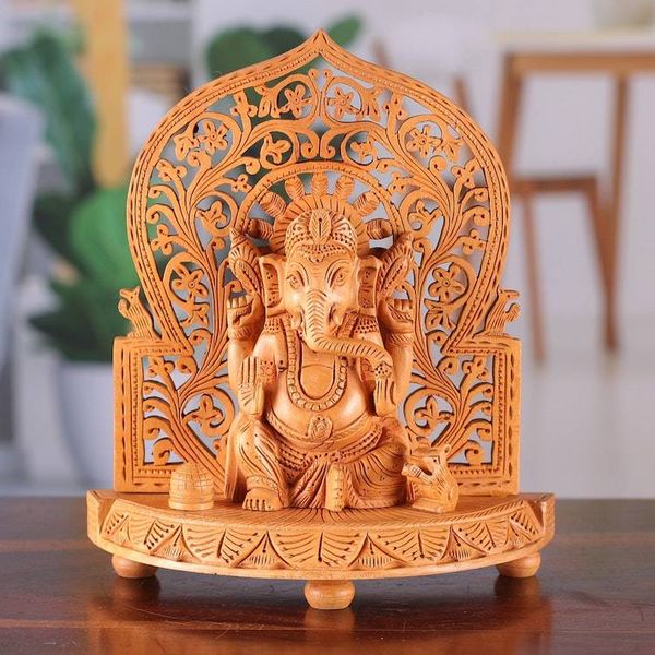 Alternate image for Jali Wood Sculpture of Elephant-Headed Hindu God Ganesha Sacred Ganesha