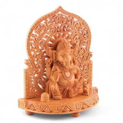 Alternate image for Jali Wood Sculpture of Elephant-Headed Hindu God Ganesha Sacred Ganesha