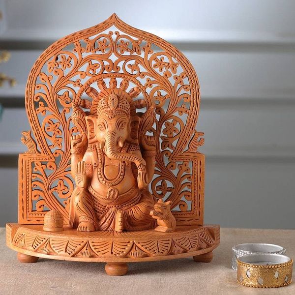 Alternate image for Jali Wood Sculpture of Elephant-Headed Hindu God Ganesha Sacred Ganesha