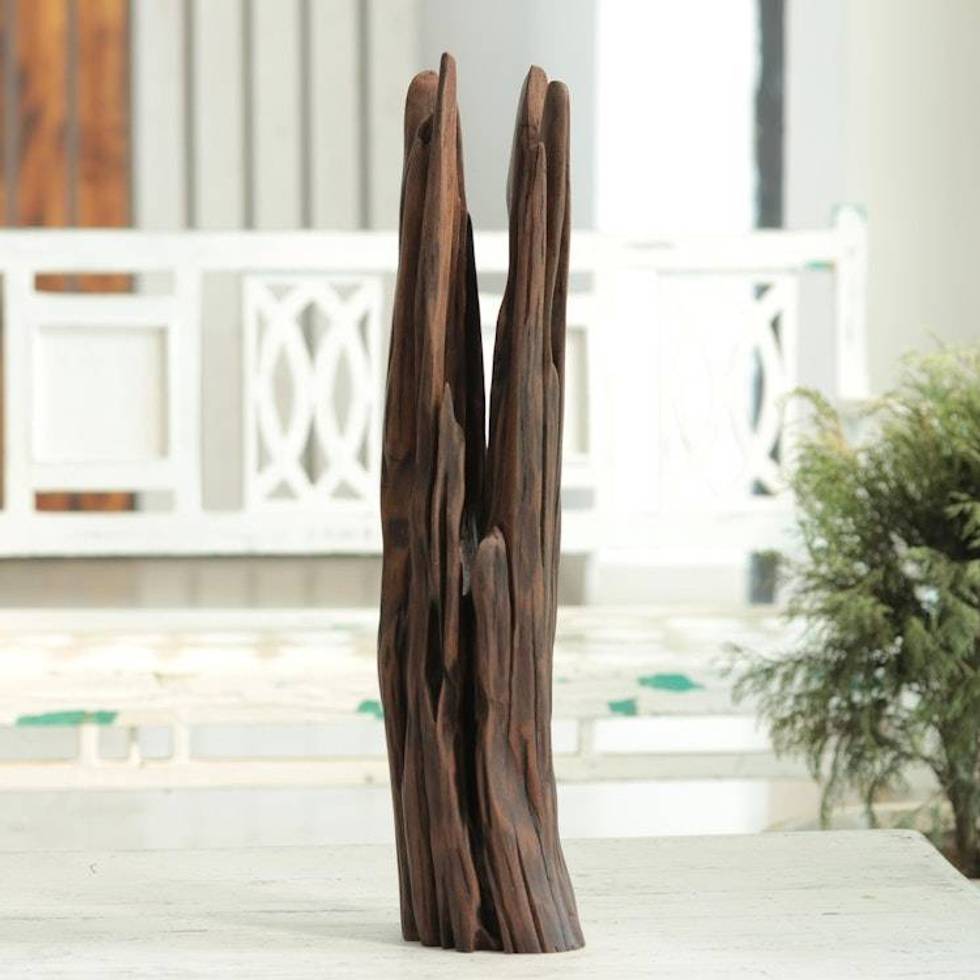 Pronged Sal Driftwood Sculpture from India 'Natural Fork I'