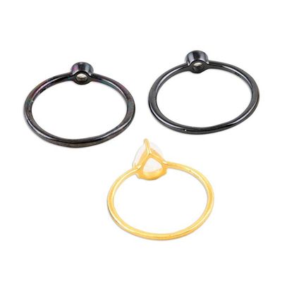 Alternate image for Gold-Plated Rainbow Moonstone Stacking Rings Set of 3 Headline Story